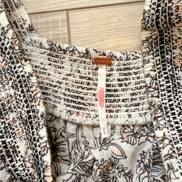Free People Bonita Smocked Floral Cream Dress - Picture 3 of 9
